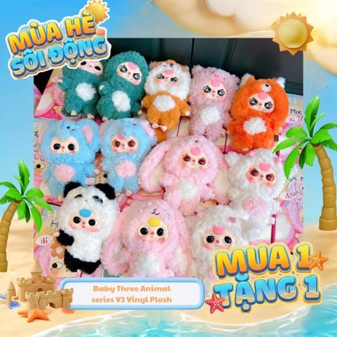 Mô hình đồ chơi Blind box Gấu bông Baby Three V3 Animal Party ( Bữa Tiệc Hóa Thân Động Vật ) BABY THREE