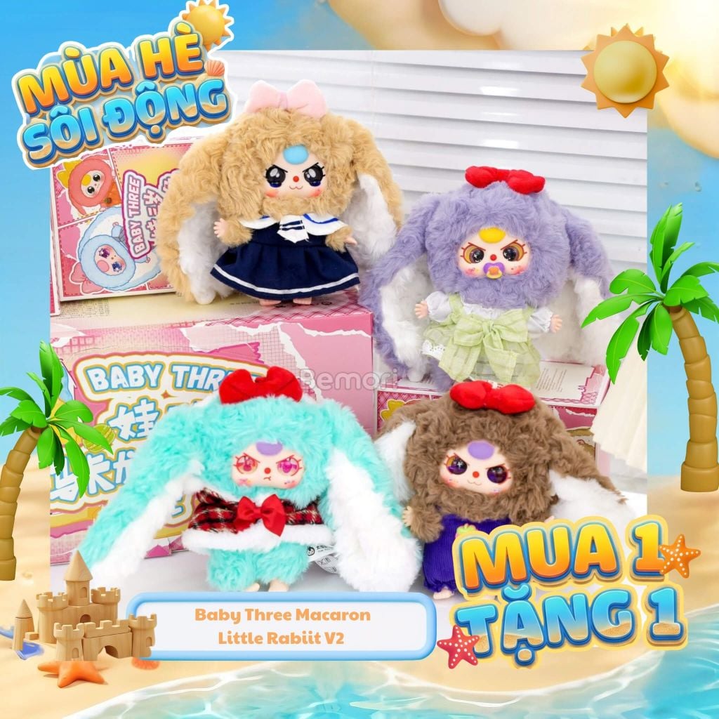 Mô hình Blind box Móc khóa Gấu bông Baby Three Macaron Little Rabbit V2 CUREPLANETA