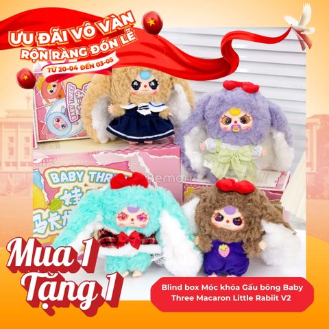 Mô hình Blind box Móc khóa Gấu bông Baby Three Macaron Little Rabbit V2 CUREPLANETA