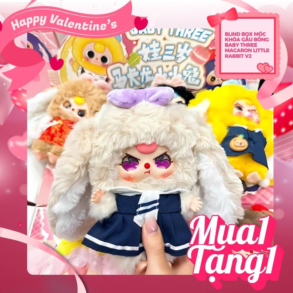 Mô hình Blind box Móc khóa Gấu bông Baby Three Macaron Little Rabbit V2 CUREPLANETA