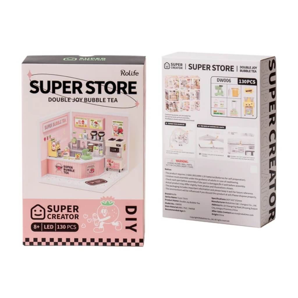 Mô hình lắp ráp nhà nhựa DIY Tiệm Trà Sữa Song Hỷ Rolife Super Creator Double Joy Bubble Tea DW006 ROBOTIME