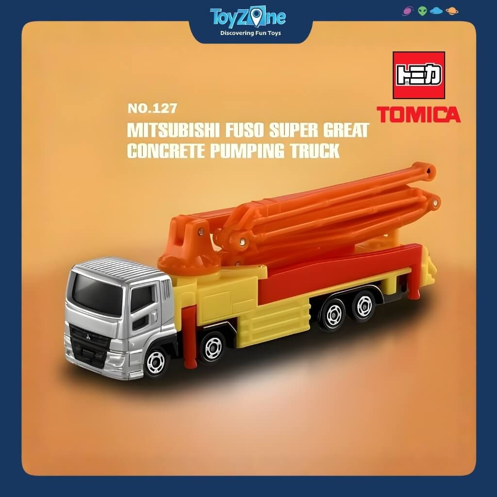 Mô hình xe Mitsubishi Fuso Super Great Concrete Pumping Truck No.127 TOMICA LONG