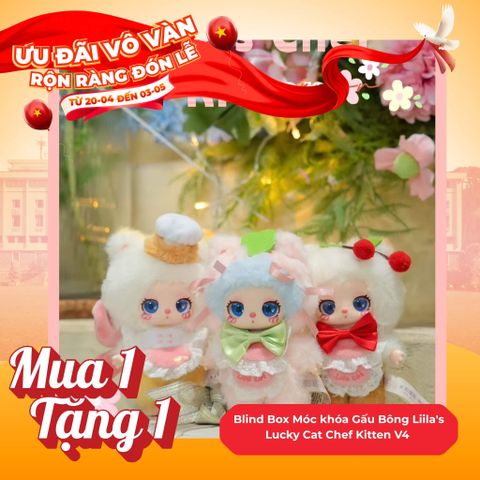 Mô hình Blind Box Móc khóa Gấu Bông Liila's Lucky Cat Chef Kitten V4 ( Chú Mèo Đầu Bếp ) LIILA TOYS