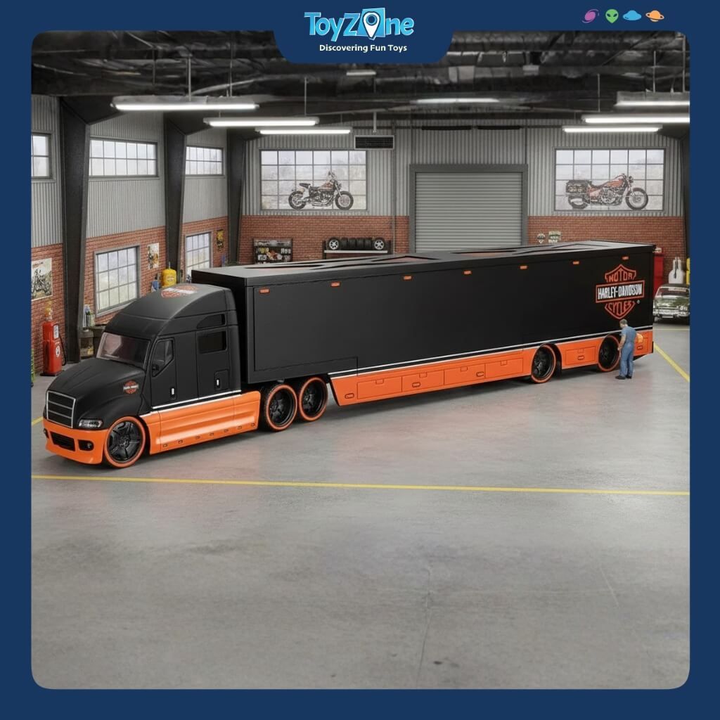 Mô hình xe Container Harley Davidson Custom Hauler 1:64 MAISTO