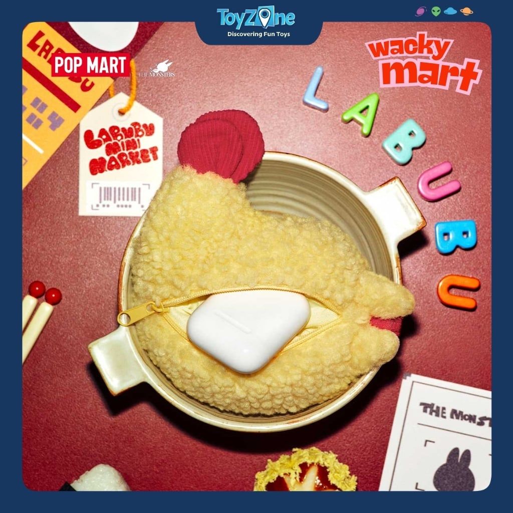 Móc khóa Gấu bông Hộp đựng tay nghe Labubu Tôm Chiên Wacky Mart Series Earphone Case Shrimp Tempura POP MART