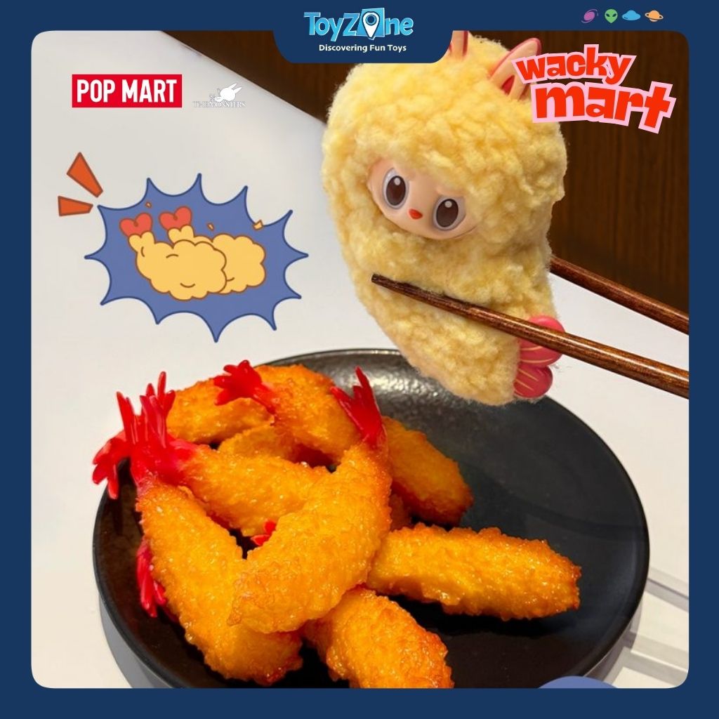 Móc khóa Gấu bông Hộp đựng tay nghe Labubu Tôm Chiên Wacky Mart Series Earphone Case Shrimp Tempura POP MART