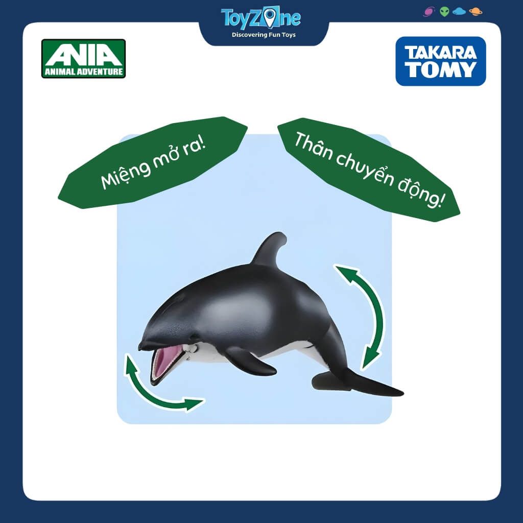 Mô hình đồ chơi Động Vật Cá Heo Sườn Trắng ANIA AS-19 White Sided Dolphin TAKARA TOMY