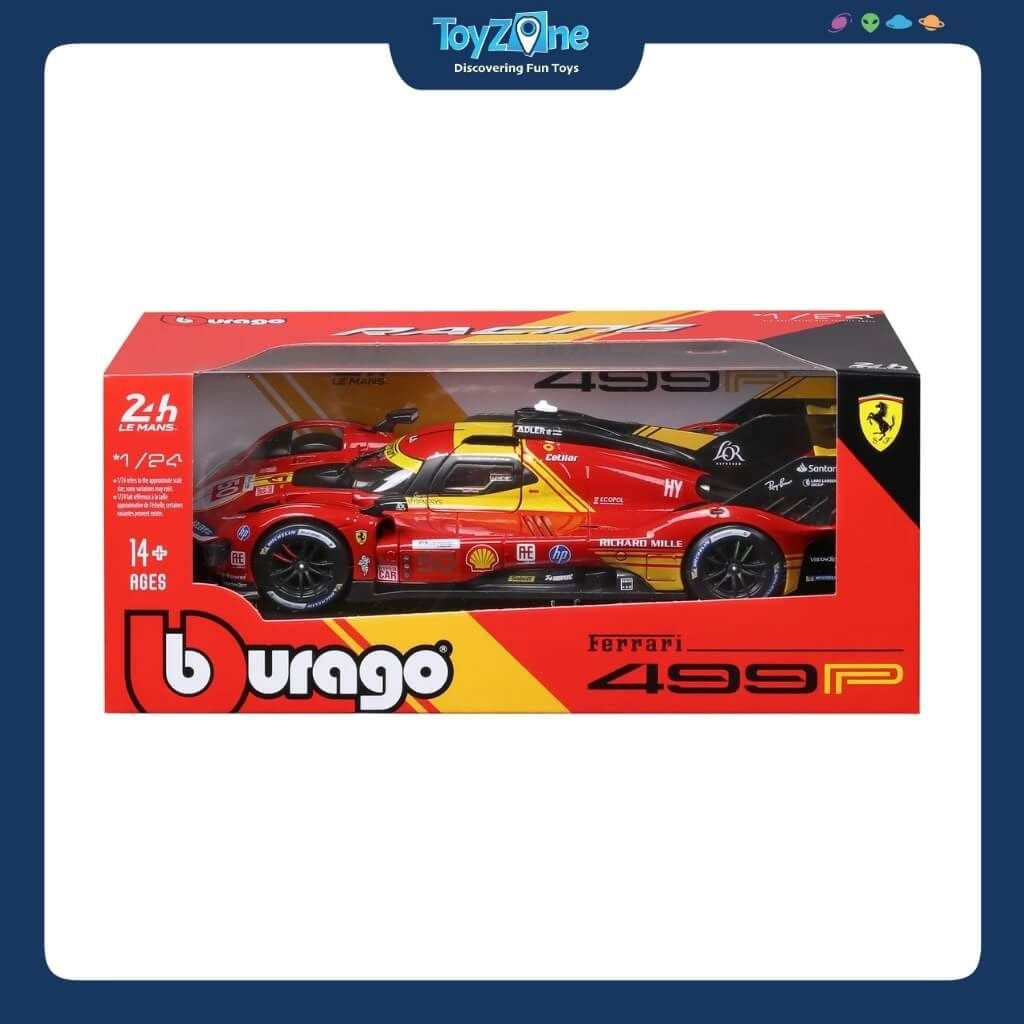 Mô hình xe Ferrari Racing 499P Le Mans Hypercar 2024 Chamion 1:24 BBURAGO
