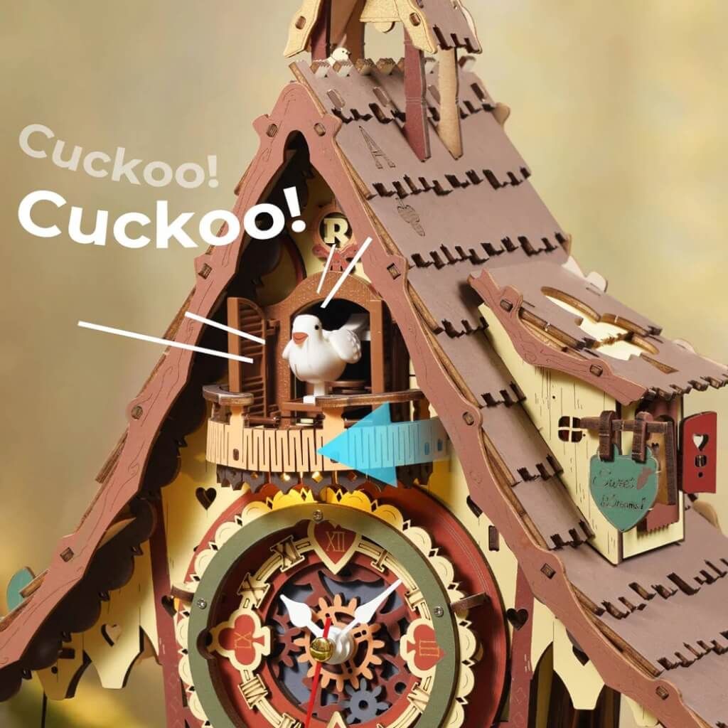 Mô hình gỗ lắp ráp 3D Đồng Hồ Cúc Cu ROKR Cuckoo Clock LC901C ROBOTIME