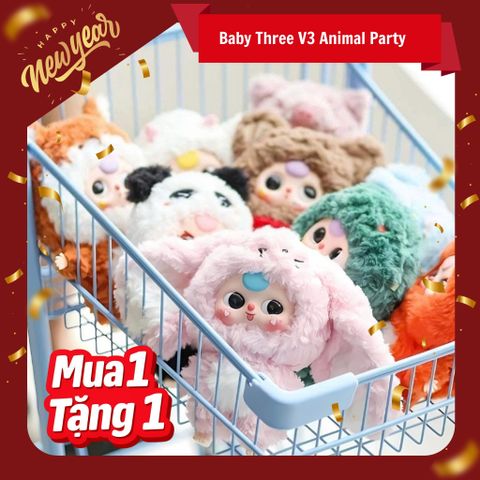 Mô hình đồ chơi Blind box Gấu bông Baby Three V3 Animal Party ( Bữa Tiệc Hóa Thân Động Vật ) BABY THREE