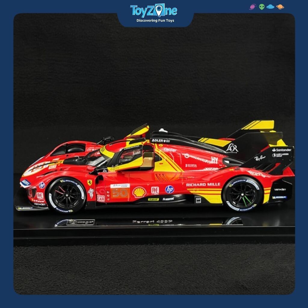 Mô hình xe Ferrari Racing 499P Le Mans Hypercar 2024 Champion Deluxe Version 1:18 BBURAGO