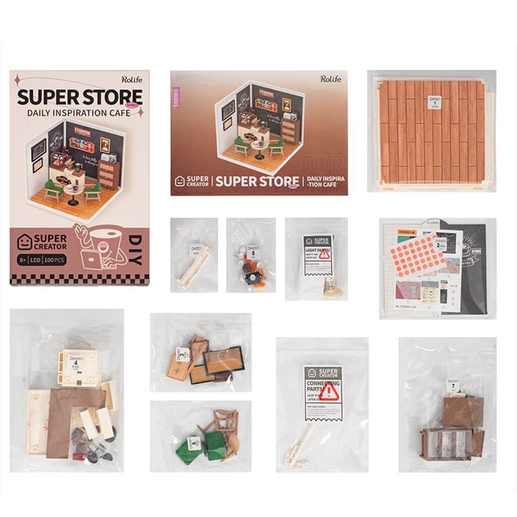 Mô hình lắp ráp nhà nhựa DIY Quán Cafe Ấm Cúng Rolife Super Creator Daily Inspiration Cafe DW001 ROBOTIME