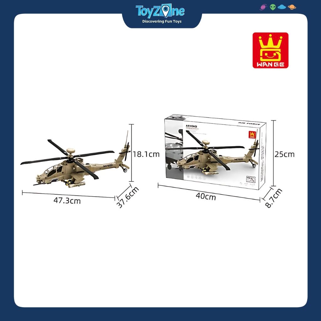 Bộ Đồ Chơi Lắp Ráp Mô Hình Máy Bay Trực Thăng Tấn Công AH-64 Apache WANGE