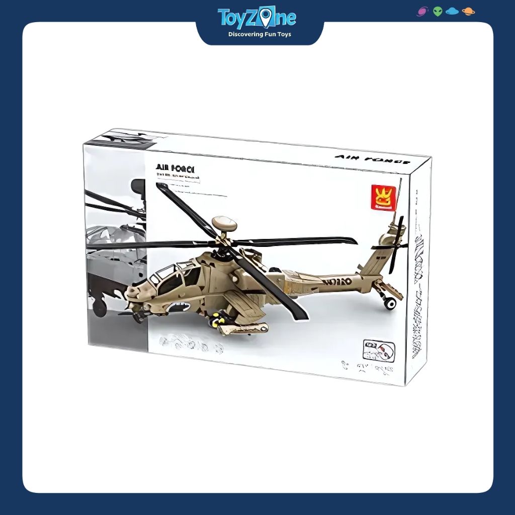 Bộ Đồ Chơi Lắp Ráp Mô Hình Máy Bay Trực Thăng Tấn Công AH-64 Apache WANGE