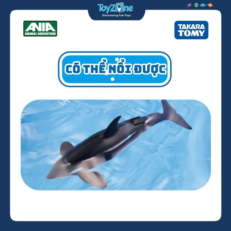 Mô hình đồ chơi Động Vật Cá Voi Sát Thủ ANIA AL-08 Killer Whale ( Floating Ver ) TAKARA TOMY