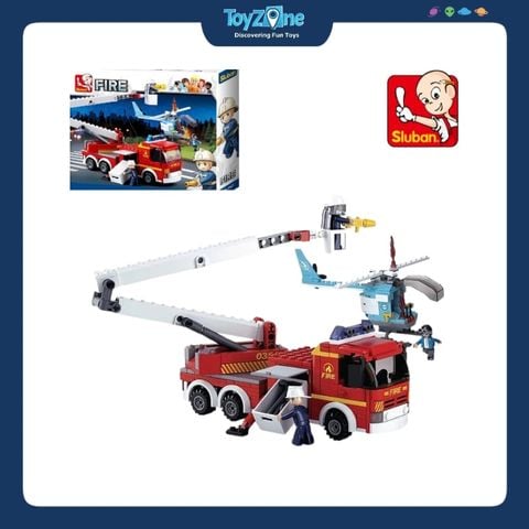 Bộ đồ chơi mô hình lắp ráp Xe thang cứu hỏa Sluban