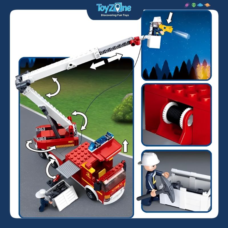  Bộ đồ chơi mô hình lắp ráp Xe thang cứu hỏa Sluban 