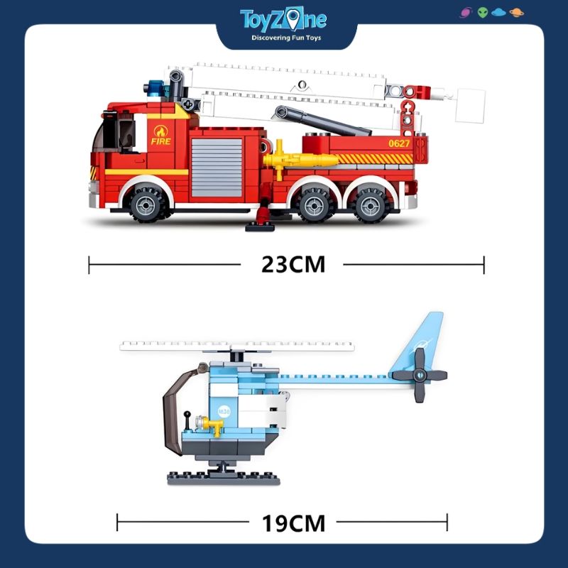  Bộ đồ chơi mô hình lắp ráp Xe thang cứu hỏa Sluban 