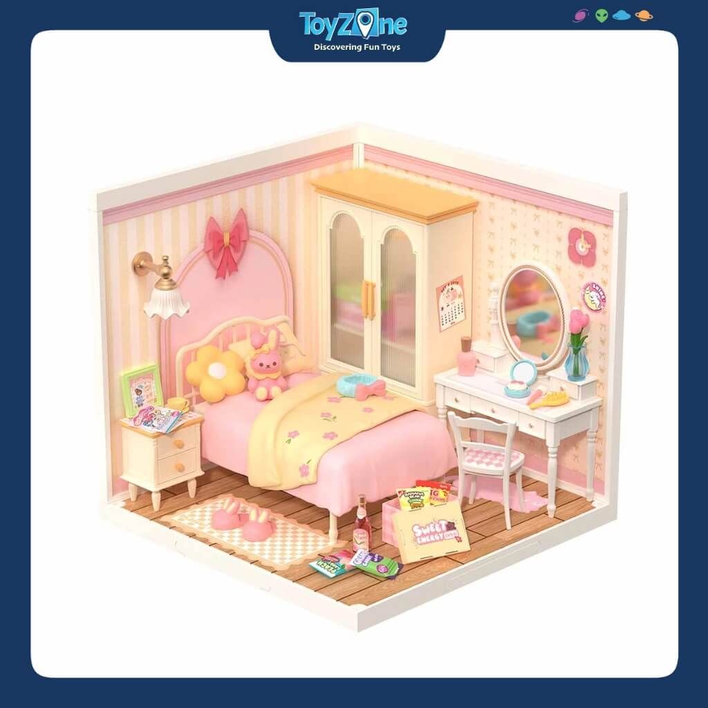 Mô hình lắp ráp nhà nhựa DIY Phòng Ngủ Hồng Đáng Yêu Rolife Super Creator Lovely Pink Bedroom DW016 ROBOTIME