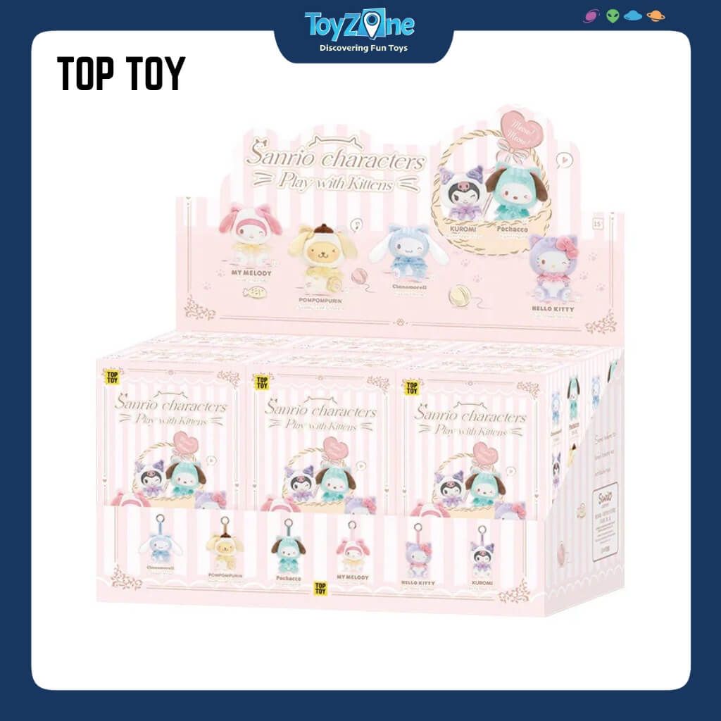 Mô hình Blind box Móc khóa Gấu bông Sanrio Characters Play With Kittens Series Plush Pendant ( Chơi Với Mèo Con ) TOP TOY