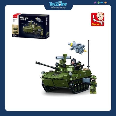 Bộ Đồ Chơi Lắp Ráp Mô Hình Xe Tăng Chiến Đấu Bọc Thép BMD-2S 2in1 1:35 SLUBAN