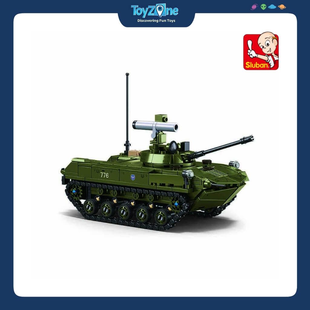 Bộ Đồ Chơi Lắp Ráp Mô Hình Xe Tăng Chiến Đấu Bọc Thép BMD-2S 2in1 1:35 SLUBAN