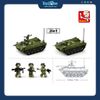 Bộ Đồ Chơi Lắp Ráp Mô Hình Xe Tăng Chiến Đấu Bọc Thép BMD-2S 2in1 1:35 SLUBAN