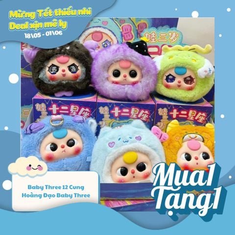 Mô hình Blind box Móc khóa Gấu Bông Baby Three 12 Cung Hoàng Đạo ( 12 Constellations ) BABY THREE