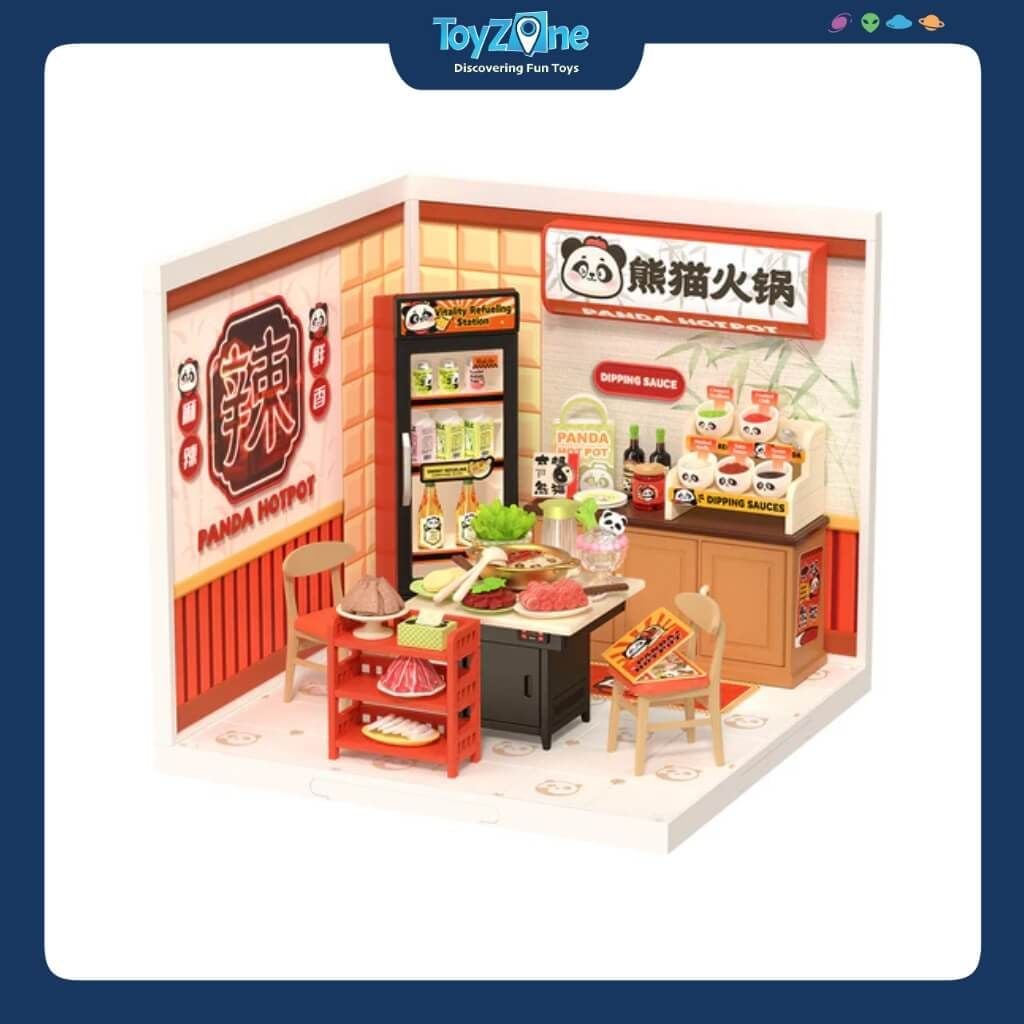 Mô hình lắp ráp nhà nhựa DIY Tiệm Lẩu Panda Hot Pot Rolife Panda Hot Pot DW020 ROBOTIME