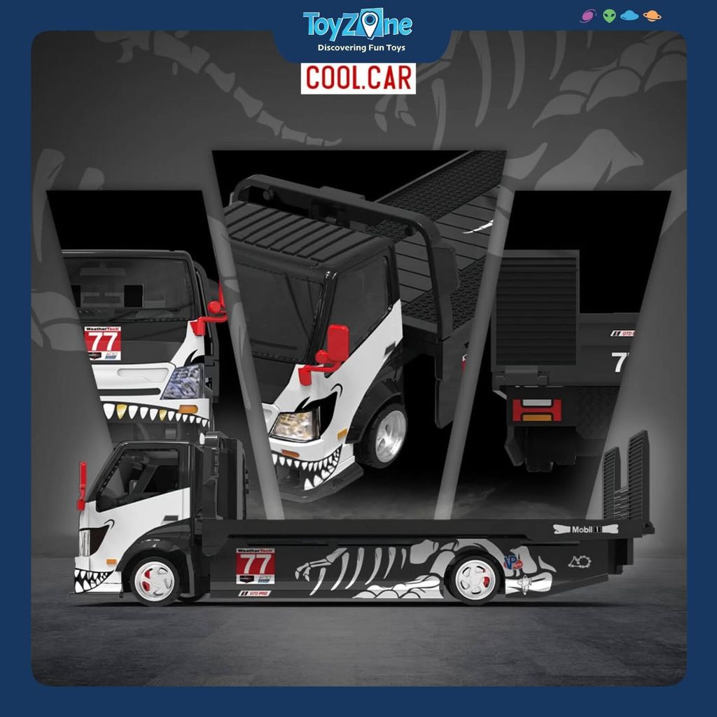 Mô hình xe tải Hino H300 Flatbed Transport Trailer 1:64 COOL CAR