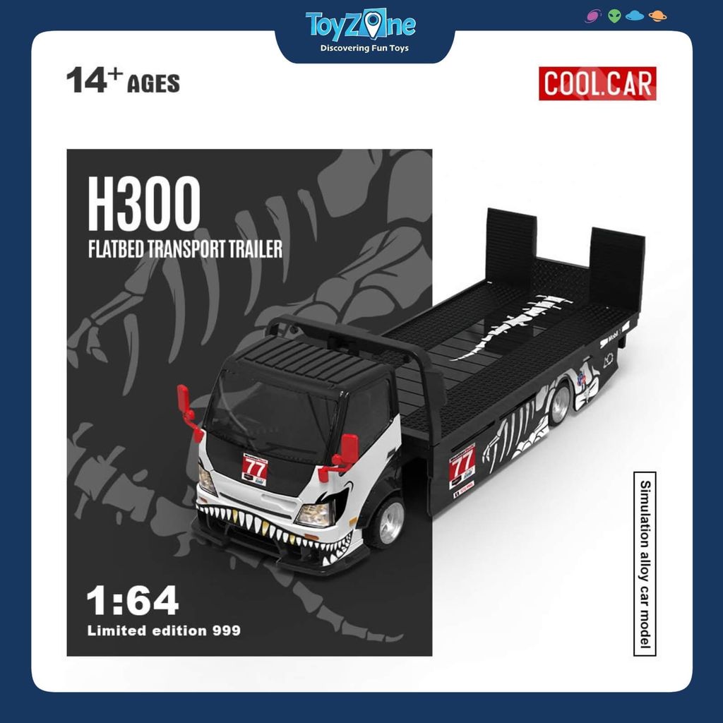 Mô hình xe tải Hino H300 Flatbed Transport Trailer 1:64 COOL CAR