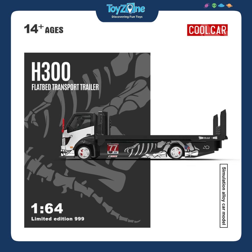 Mô hình xe tải Hino H300 Flatbed Transport Trailer 1:64 COOL CAR