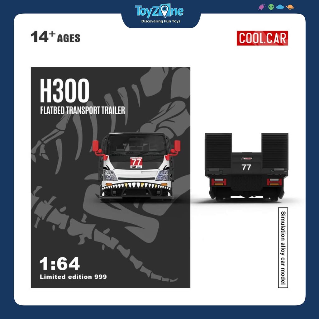 Mô hình xe tải Hino H300 Flatbed Transport Trailer 1:64 COOL CAR
