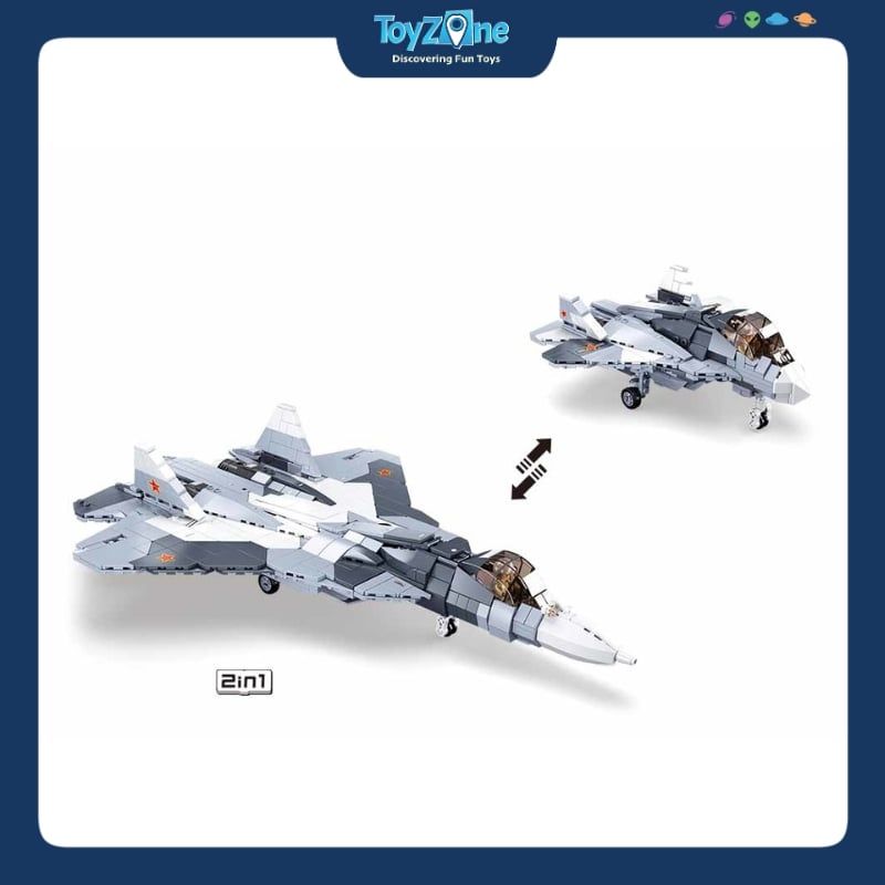 Bộ đồ chơi mô hình lắp ráp Máy bay chiến đấu tiêm kích SU-57 Flanker Sluban