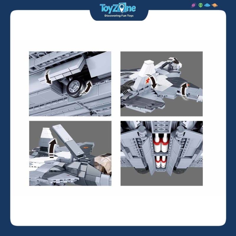 Bộ đồ chơi mô hình lắp ráp Máy bay chiến đấu tiêm kích SU-57 Flanker Sluban