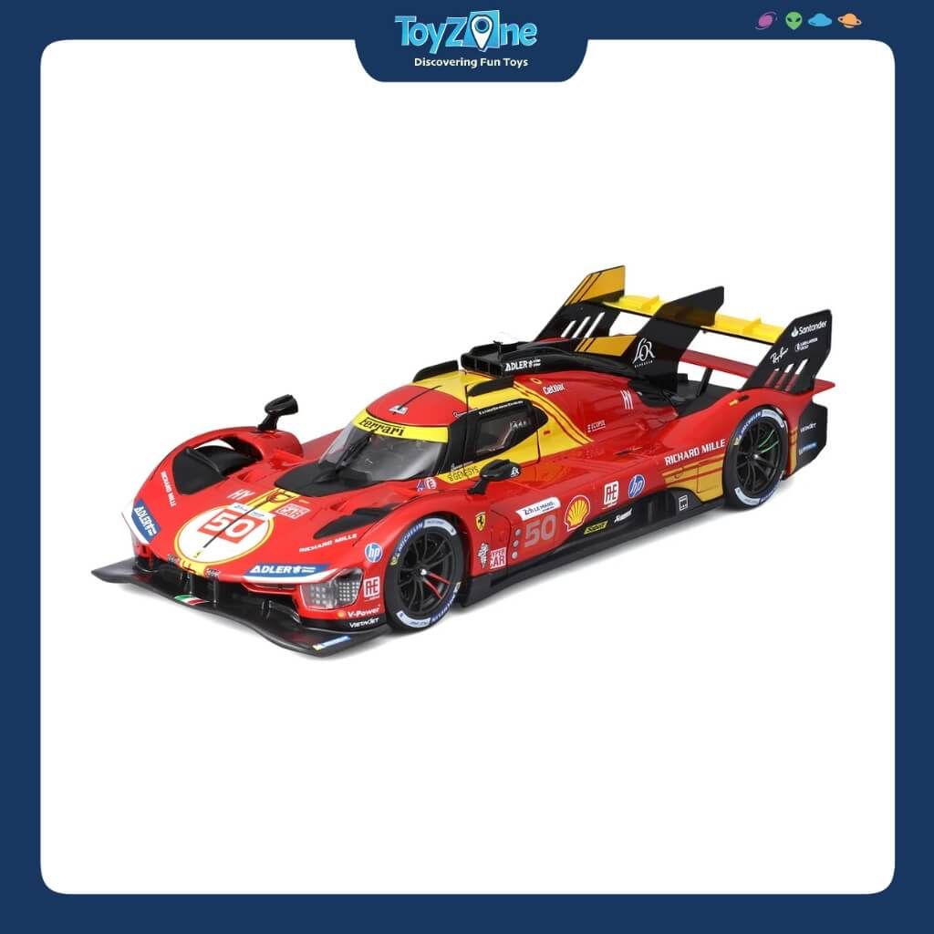 Mô hình xe Ferrari Racing 499P Le Mans Hypercar 2024 Champion 1:18 BBURAGO