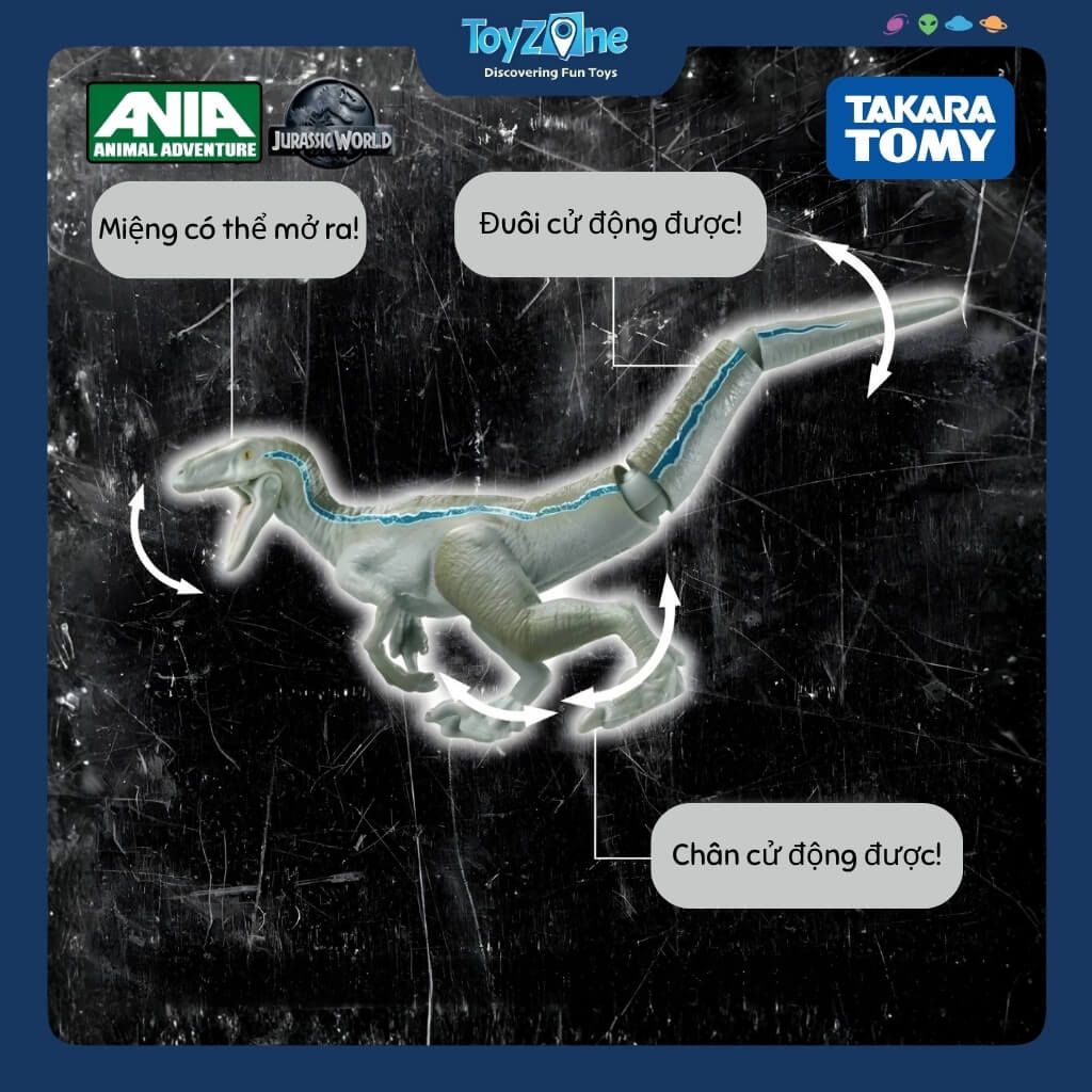 Mô hình đồ chơi Khủng Long Velociraptor ANIA Jurassic World Blue ( With Battle Card ) TAKARA TOMY