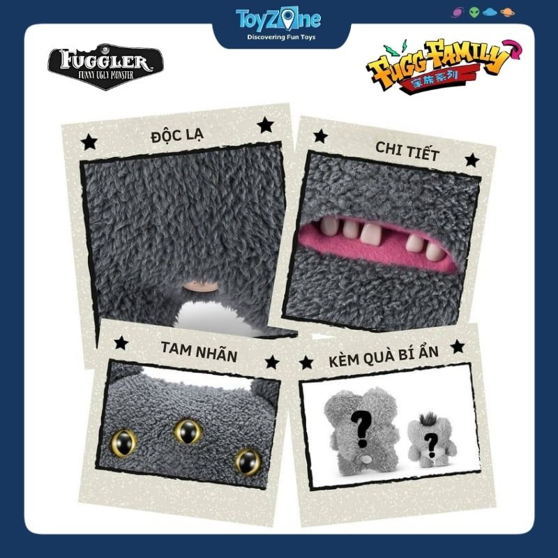  Mô hình đồ chơi sưu tầm Fuggler Fugg Family ( Gia Đình Quái Vật Fuggler ) ZURU TOYS 