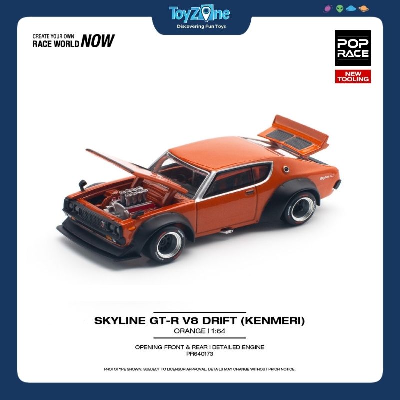 Mô hình xe Skyline GT-R V8 DRIFT KENMERI 1:64 Pop Race