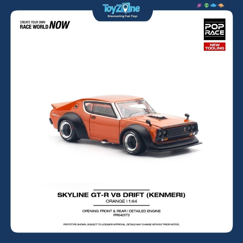 Mô hình xe Skyline GT-R V8 DRIFT KENMERI 1:64 Pop Race