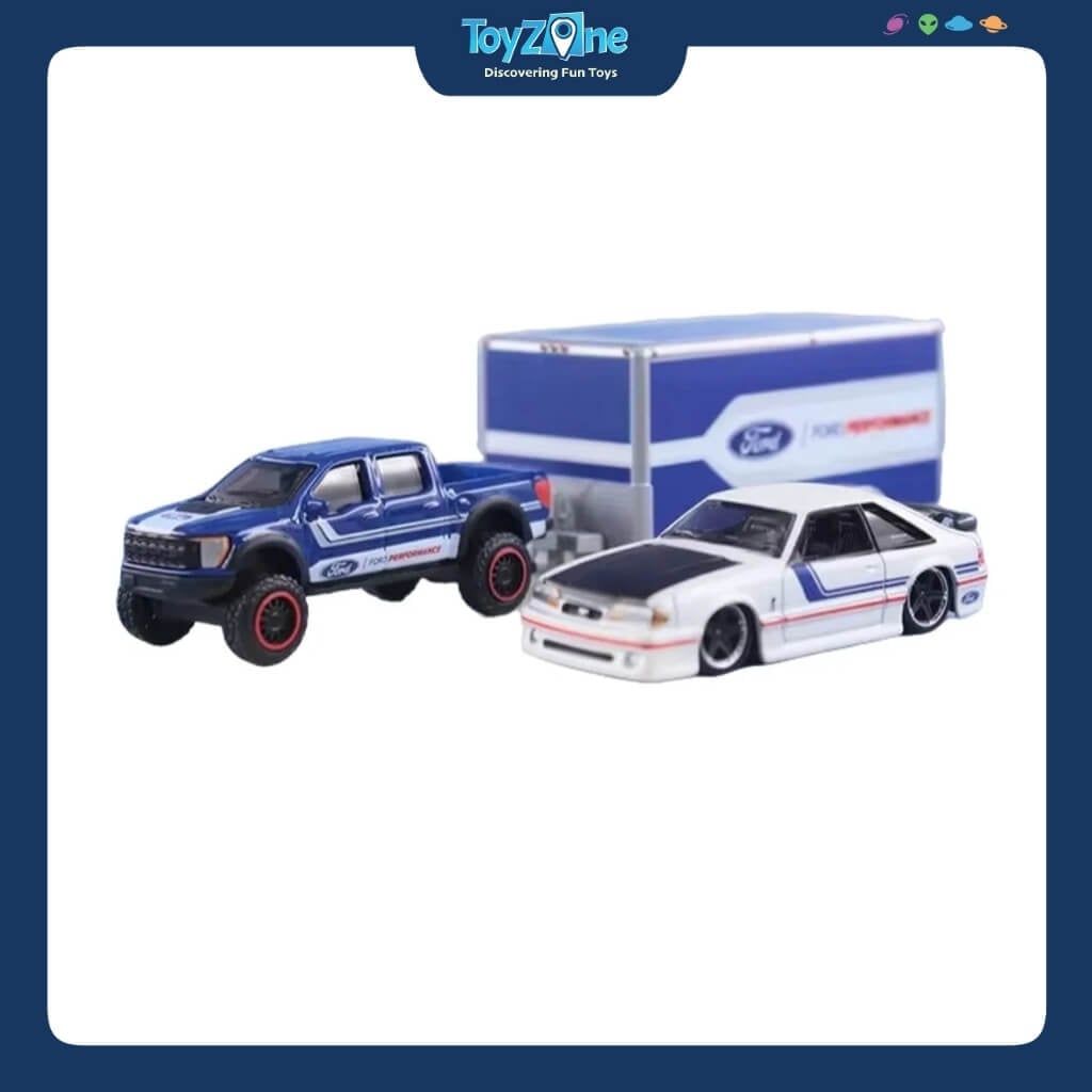 Mô hình xe vận chuyển Ford F150 SVT Raptor 2021 + Ford SVT Cobra 1993 Design Team Hauler 1:64 MAISTO