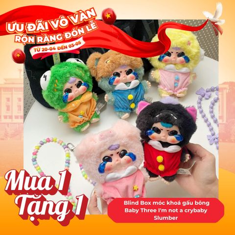 Mô hình Blind Box Móc khoá Gấu bông Baby Three Sad Baby Slumber Party Series CUREPLANETA
