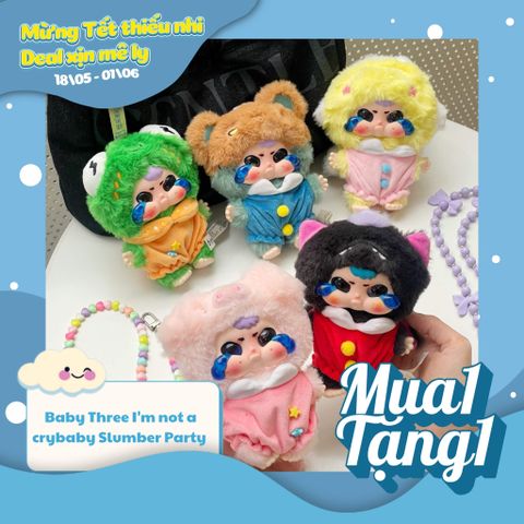 Mô hình Blind Box Móc khoá Gấu bông Baby Three Sad Baby Slumber Party Series CUREPLANETA