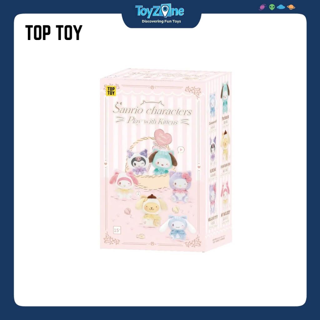 Mô hình Blind box Móc khóa Gấu bông Sanrio Characters Play With Kittens Series Plush Pendant ( Chơi Với Mèo Con ) TOP TOY