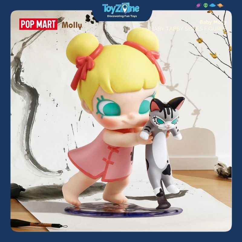 Mô hình đồ chơi Blind box Baby Molly and Baby Tabby Series Figures ( Bé Molly và Mèo Mướp Nhỏ ) POP MART