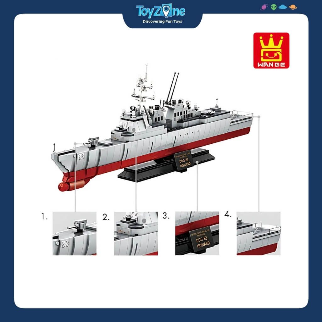 Bộ Đồ Chơi Lắp Ráp Mô Hình Tàu Khu Trục Arleigh Burke-Class WANGE