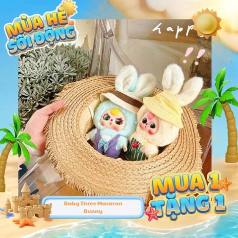 Mô hình Blind box Móc khóa Gấu bông Baby Three Macaron Bunny BABY THREE