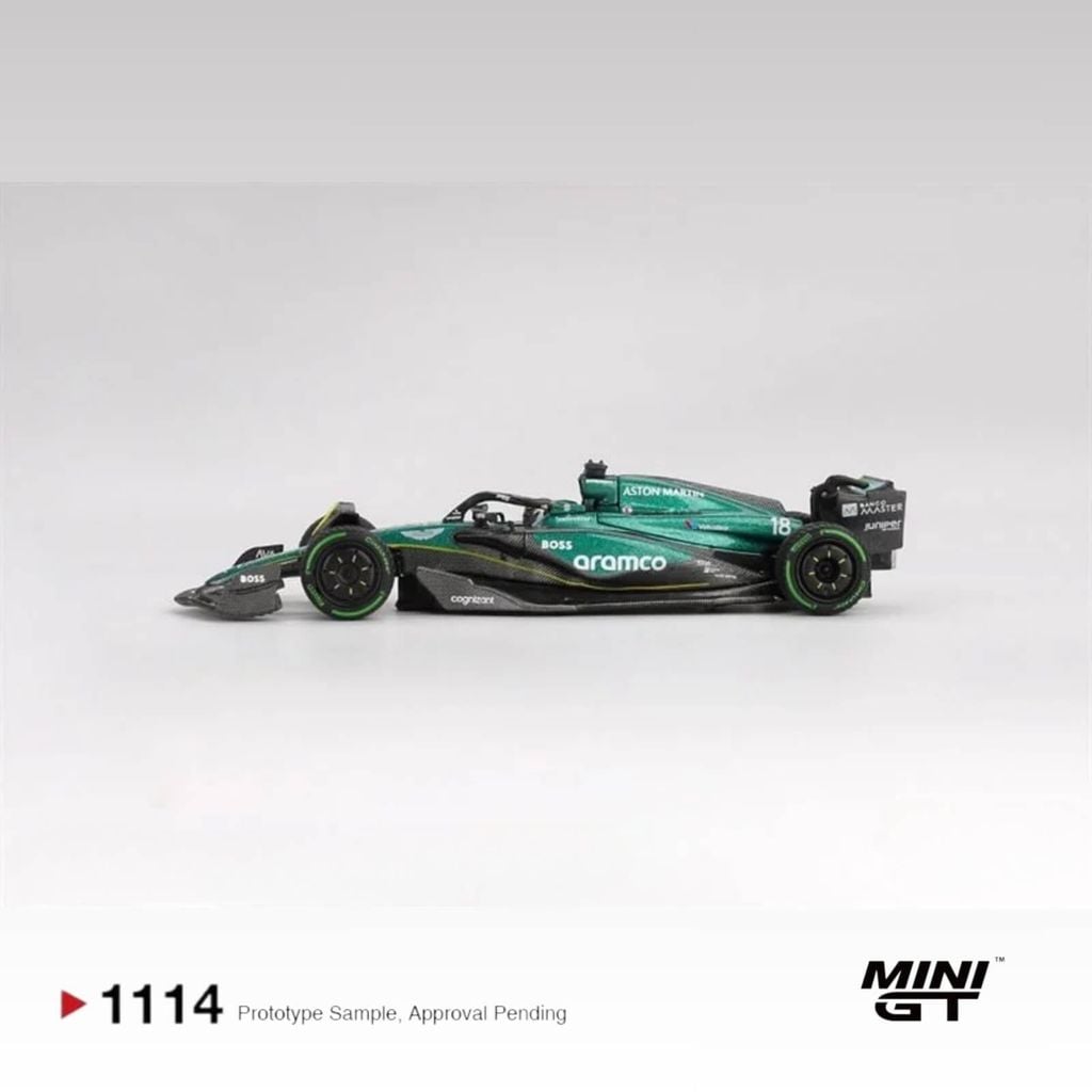 Mô hình xe Aston Martin AMR24 #18 Lance Stroll 2024 F1 2024 Canadian GP 1:64 MiniGT