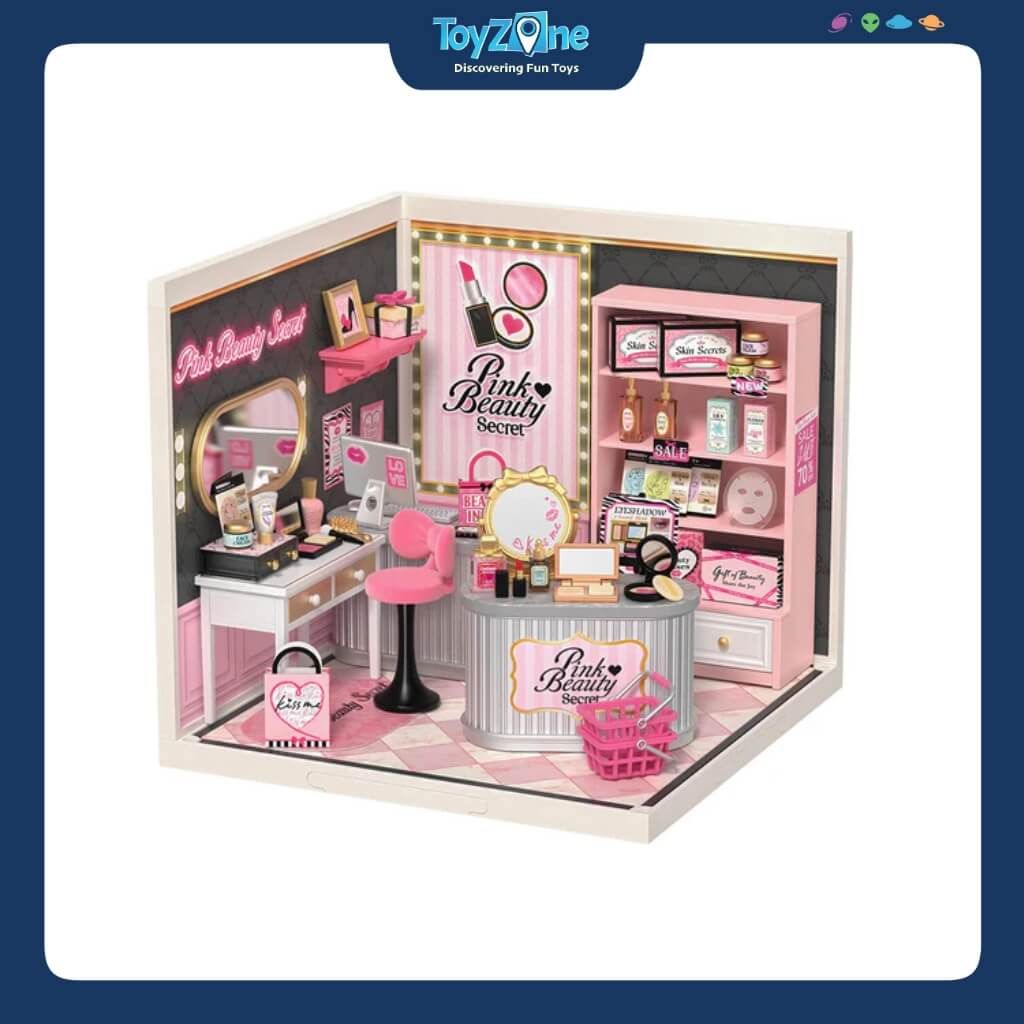 Mô hình lắp ráp nhà nhựa DIY Tiệm Mỹ Phẩm và Spa Hồng Ngọt Rolife Super Creator Pink Beauty Secret DW026 ROBOTIME