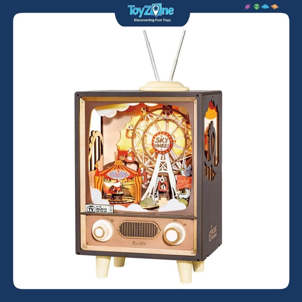 Mô hình gỗ lắp ráp 3D Retro Tivi Lễ Hội Hoàng Hôn Rolife Sunset Carnival AMT01 ROBOTIME